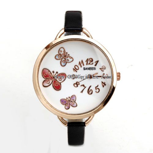 Thin strap small butterfly digital women lady watch