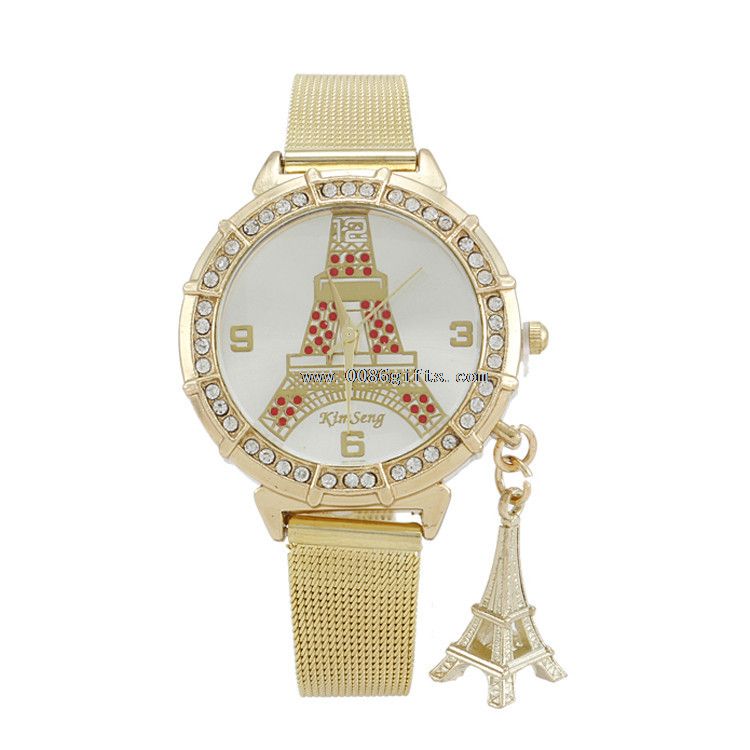 Tower face Twoer pandent Gold watch