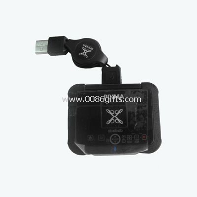 3 Port USB HUB, behúzható USB kábellel