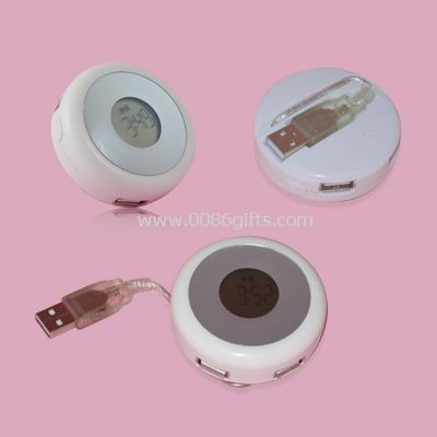 4 ports USB-HUB mit LCD-Uhr