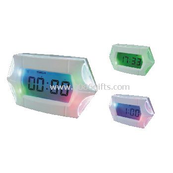 Relógio com temperatura, contador, calendário, luz de fundo LED toque
