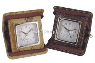 Foldable leather travel clock