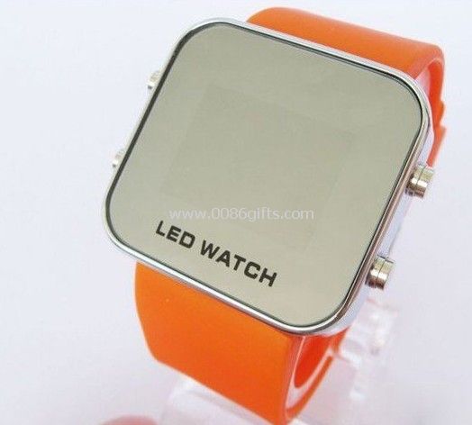 Moda jalea espejo silicona deporte reloj LED
