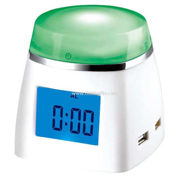 4-Port USB HUB with Color Changing LCD Clock