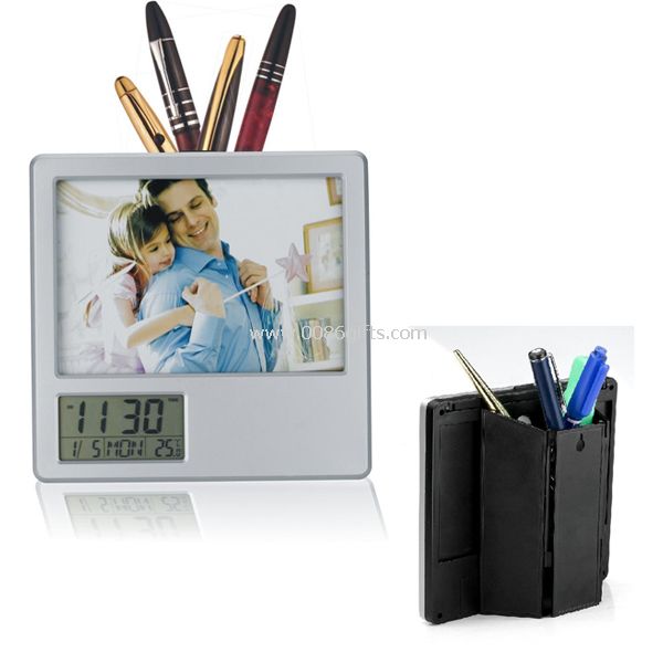 Clock Pen Holder with Photo Frame