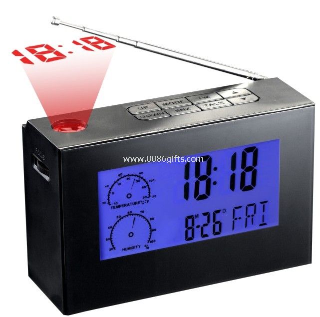Radio talking clock with projection
