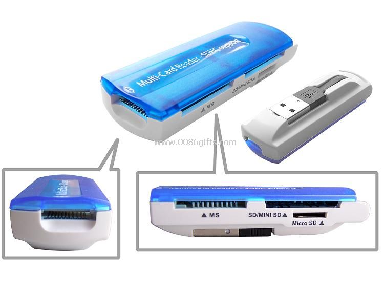 Transparent plastic all in one card reader