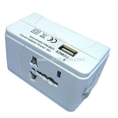 Universal plug and socket with USB port