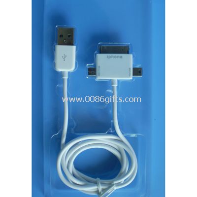 3-en-1 cable de datos USB para iPhone y iPod