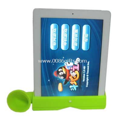 Silicone stand and amplifier for iPad