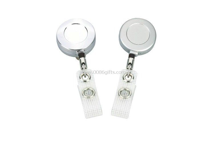 Metal stick logo Retractable ID Badge Reels holder with reinforced PVC strap