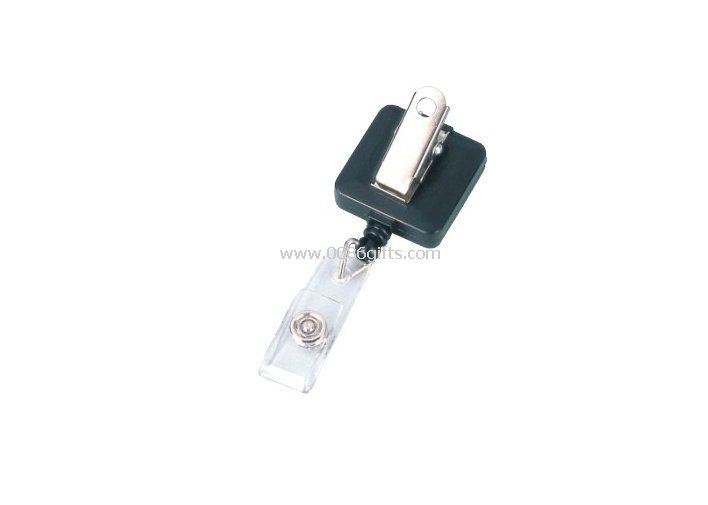Square Retractable ID Badge Reels, Credit Card holder with spring jaw clip