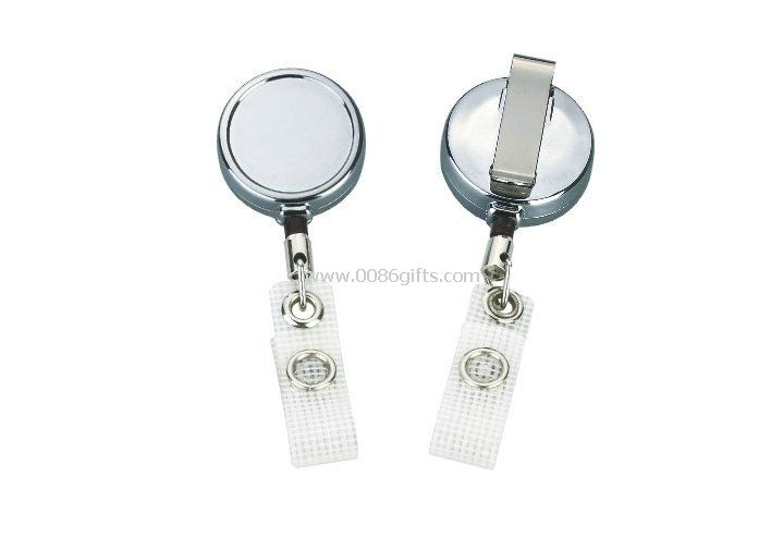 reinforced PVC strap Metal and Chrome steel Retractable ID Badge Reels holder
