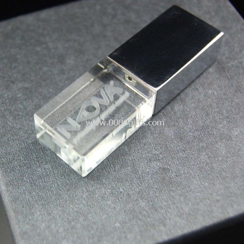 Transparente cristal 3d logotipo usb flash driver