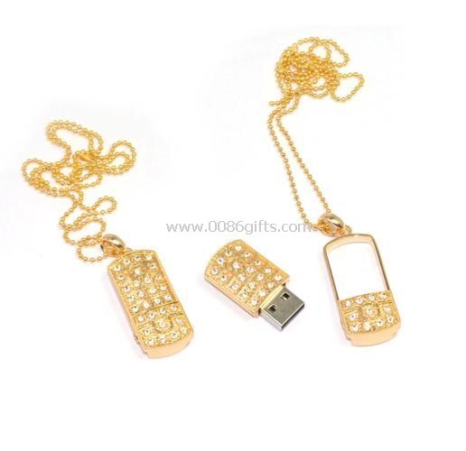 Diamond usb flash drive in necklace shape