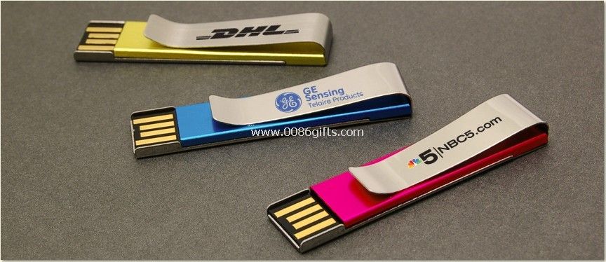 Металлический зажим основные рекламные USB флэш-накопители диски