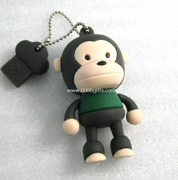 Милые обезьяны форма 1G, 2G, 4 G ПВХ USB флэш-накопитель