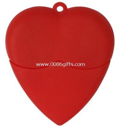 Pendrive de forma de coração vermelho PVC USB Flash Drive