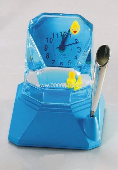 Horloge de bureau liquide avec porte-stylo