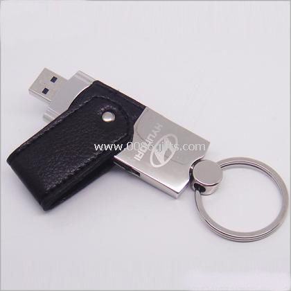 1 GB couro USB Flash Disk com chaveiro