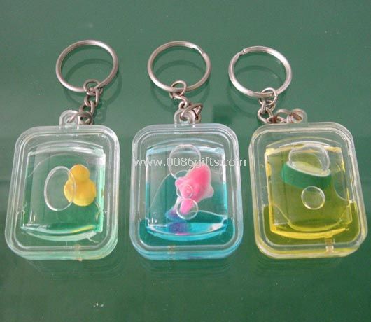 Liquid keychain with floater