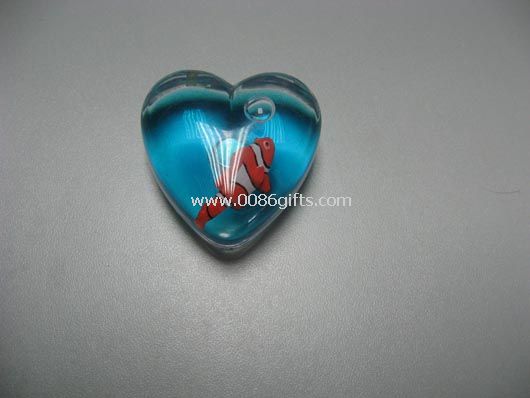 Liquid heart shape fridge magnet