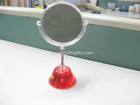 Mirror with liquid fill-in base