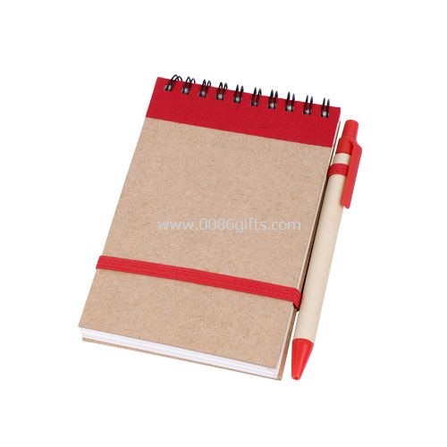 Notebook med genanvendt kuglepen