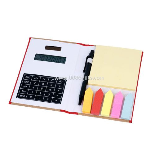 Sticky note pad with calculator