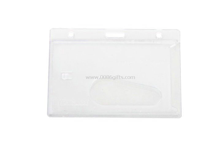 Clear rigid thumb hole landscape Employees ID card and Conference Name Badge Holders