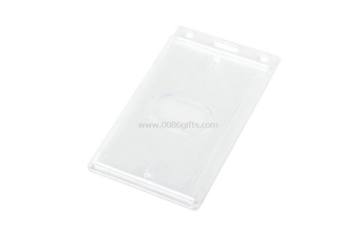 Clear rigid AS portrait model ID card, Conference Name Badge Holders with thumb hole