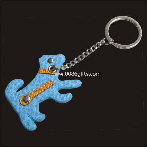 Chien forme Leather Keychain