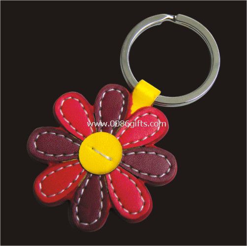 Fleur forme Leather Keychain