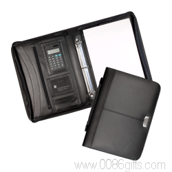 Essex cuir 3 anneau Zip Compendium avec poignée