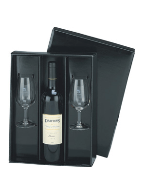 Wein Geschenk Set schwarz Glanz