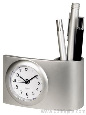 Metall-Tischuhr / Stift Caddy