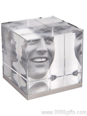 Crystal/Iron Cube Paperweight Picture Frame