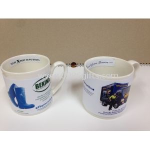 11oz Promotion Porzellan-Kaffeebecher mit Aufkleber gedruckt