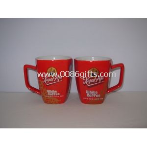 Two-Tone Farbe Glasur Keramik Kaffeebecher mit Logo-Druck