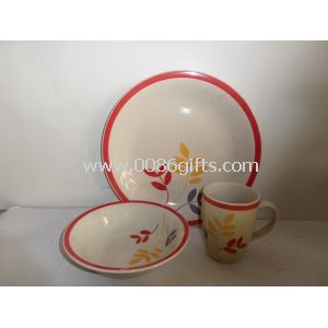 12pcs peint dîner de grès sertie de décors floraux, Meets FDA, LFGB, 84/500/CEE à la main les Tests