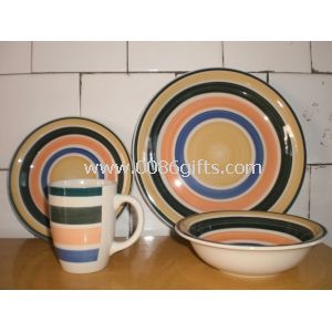 16pcs Steinzeug handbemalte Geschirr-sets