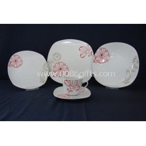 20pcs coupe Decal porcelainDinnerware Set, personnalisé Logo impression, lave-vaisselle, four à micro-ondes