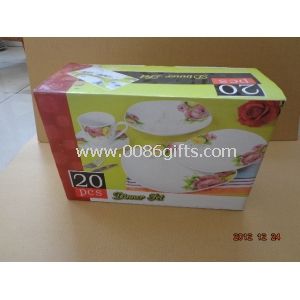 20pcs ensemble de vaisselle de porcelaine, boîte de couleur emballage, couleur coupe Decal Printing