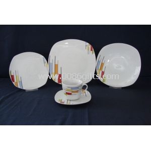 20pcs Quadrat Form Porzellan Geschirr Set mit geschnittenen Aufkleber kundenspezifische Logos und designs