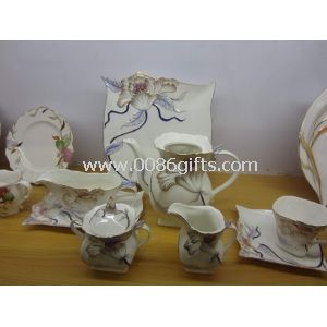 Bone China Dinnerset mit eleganten Blumen-Design, Kunden-Logos können gedruckt werden