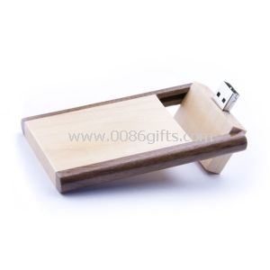 Turnover Compact Bamboo Wooden Thumb Drive