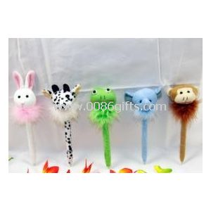 Stylo bille plume animaux en peluche