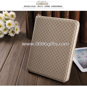 Hohen Luxus Brieftasche Reißverschluss Case Cover für Apple iPad 2/3/4-grau