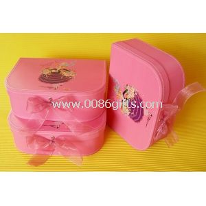 Rosa de papelão bagagem / mala caixa com fecho de Metal e alça para brinquedos das crianças