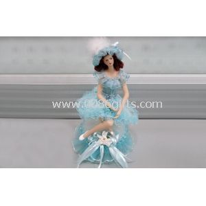 Blue Children Porcelain Doll Music Box